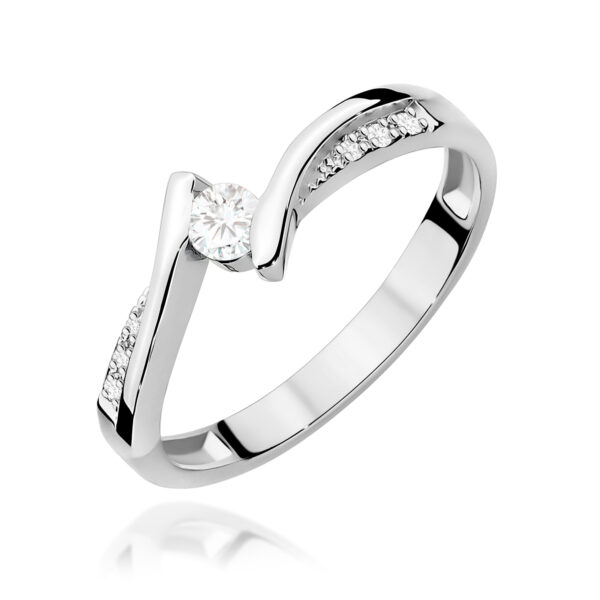 Pierścionek Diament 0,13ct białe złoto 375