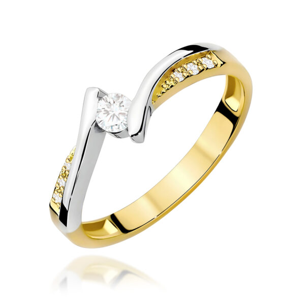 Pierścionek Diament 0,13ct Żółte złoto 375