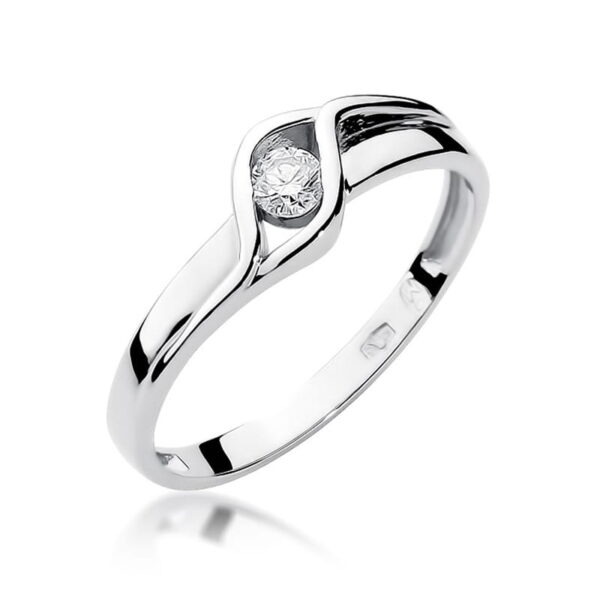 Pierścionek Diament 0,10ct białe złoto 375