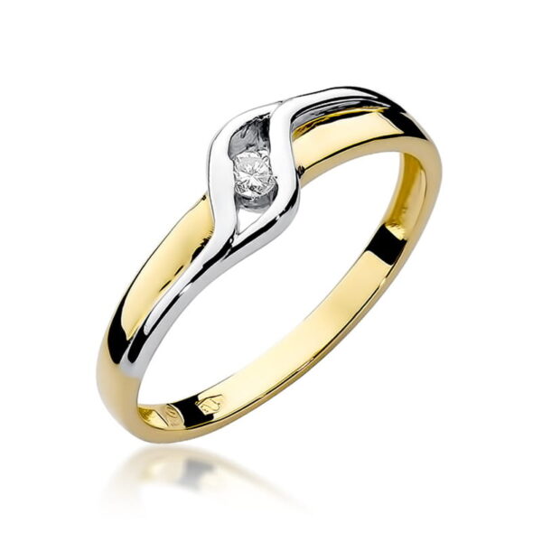 Pierścionek Diament 0,04ct żółte złoto 375