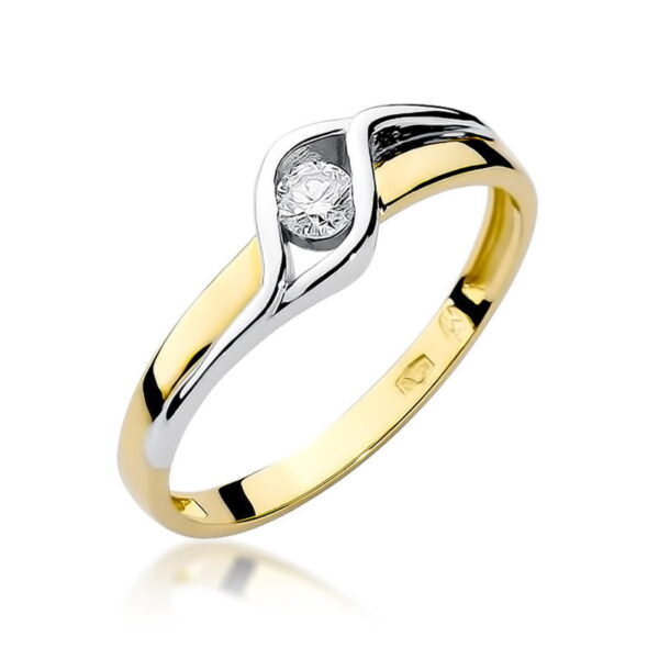 Pierścionek Diament 0,10ct żółte złoto 375