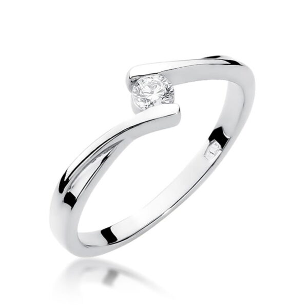 Pierścionek Diament 0,10ct białe złoto 375