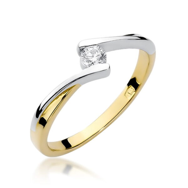 Pierścionek Diament 0,10ct Żółte złoto 375