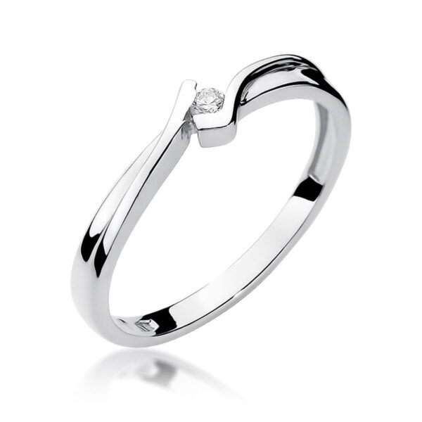 Pierścionek Diament 0,04ct białe złoto 375