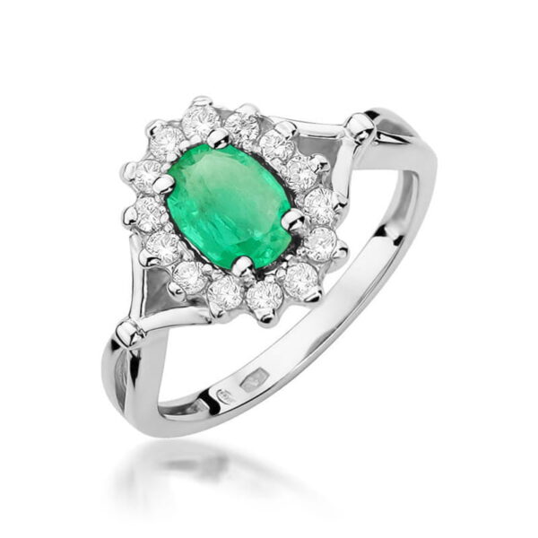 Pierścionek Szmaragd 0,80ct białe złoto