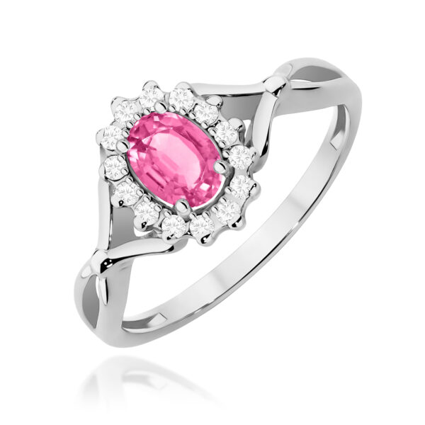 Pierścionek Różowy Topaz 0,50ct białe złoto