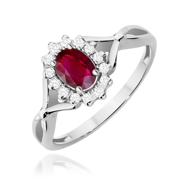 Pierścionek Rubin 0,60ct białe złoto 375