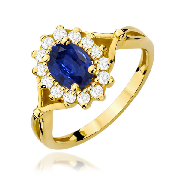 Pierścionek Szafir 0,90ct żółte złoto