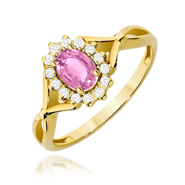 Pierścionek Różowy Szafir 0,45ct żółte złoto