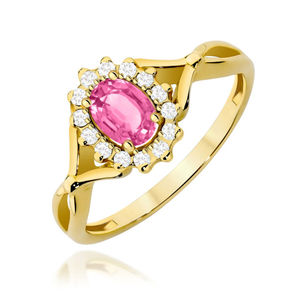 Pierścionek Różowy Topaz 0,50ct żółte złoto 375