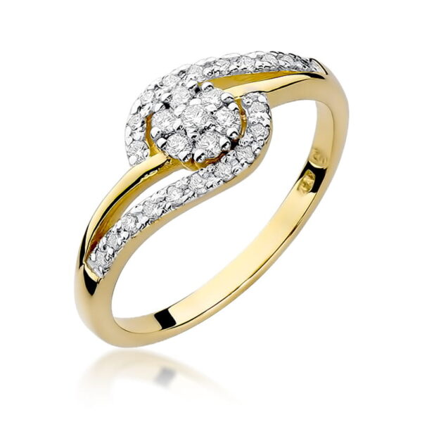 Pierścionek Diament 0,17ct żółte złoto