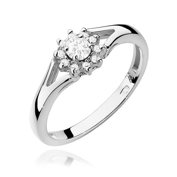 Pierścionek Diament 0,10ct białe złoto