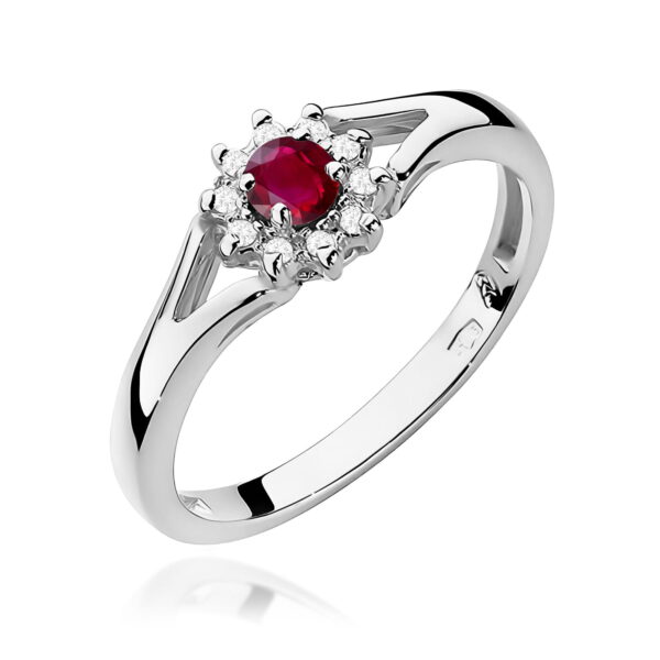 Pierścionek Rubin 0,15ct białe złoto 375