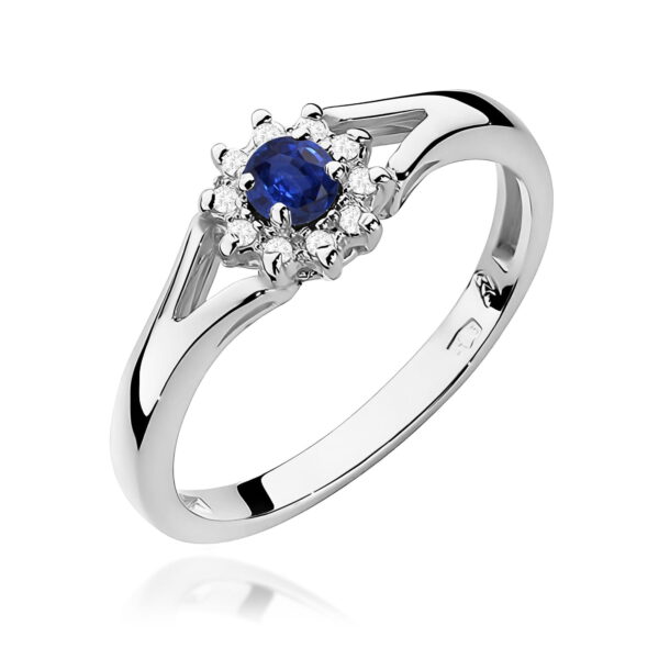 Pierścionek Szafir 0,15ct białe złoto 375