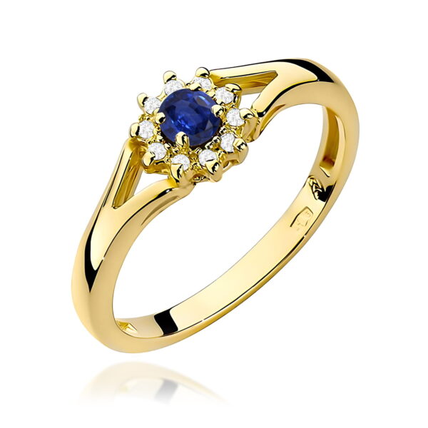 Pierścionek Szafir 0,15ct żółte złoto