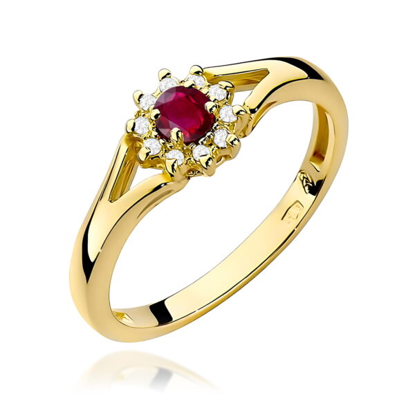 Pierścionek Rubin 0,15ct żółte złoto 375
