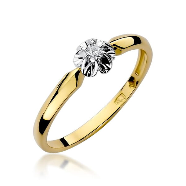 Pierścionek Diament 0,04ct żółte złoto