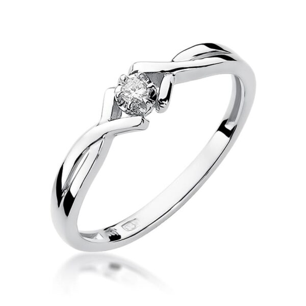 Pierścionek Diament 0,04ct Białe złoto 375