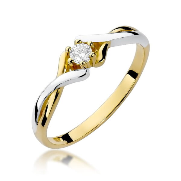 Pierścionek Diament 0,10ct żółte złoto