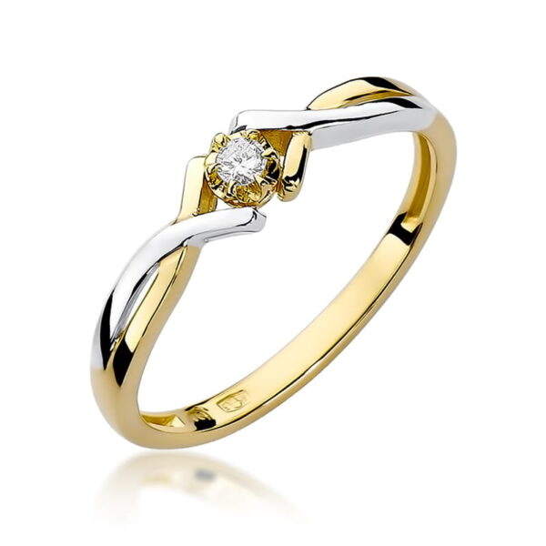 Pierścionek Diament 0,04ct Żółte złoto 375