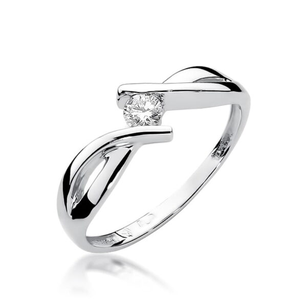 Pierścionek Diament 0,10ct białe złoto 375