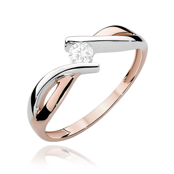 Pierścionek Diament 0,10ct różowe złoto
