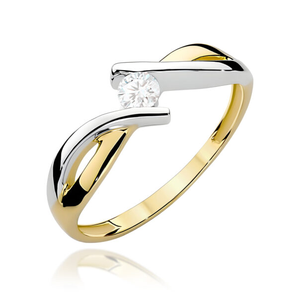 Pierścionek Diament 0,10ct żółte złoto