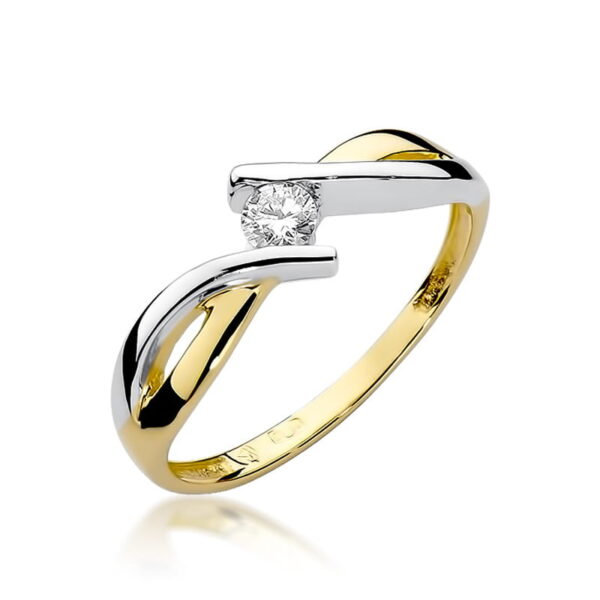 Pierścionek Diament 0,10ct żółte złoto 375
