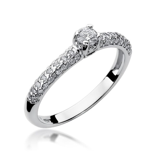 Pierścionek Diament 0,15ct Białe złoto 375