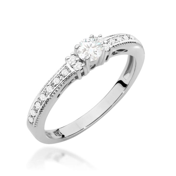 Pierścionek Diament 0,13ct białe złoto