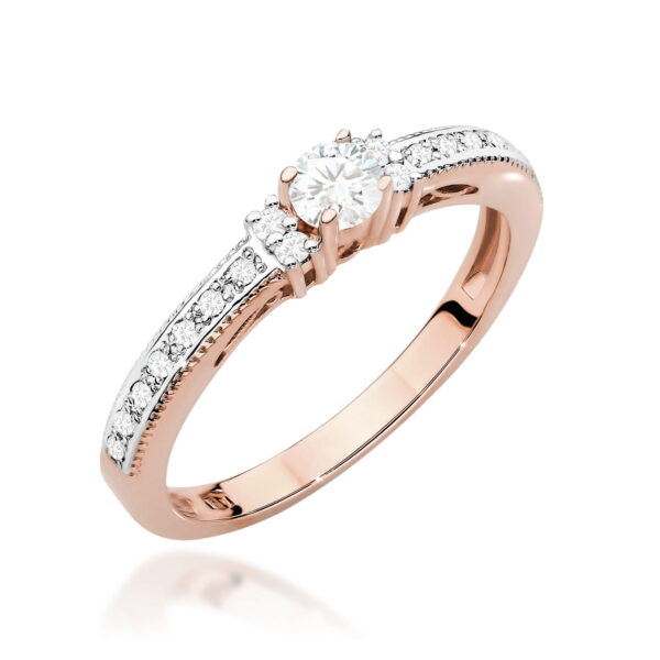 Pierścionek Diament 0,13ct różowe złoto