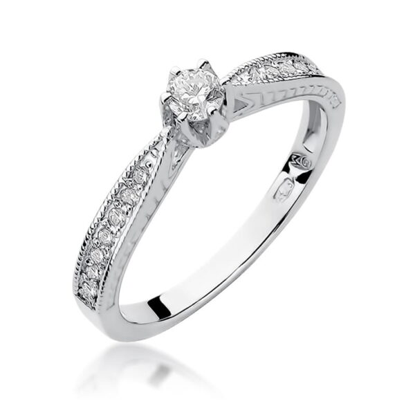 Pierścionek Diament 0,15ct białe złoto 375