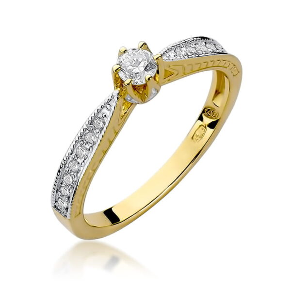 Pierścionek Diament 0,15ct żółte złoto 375