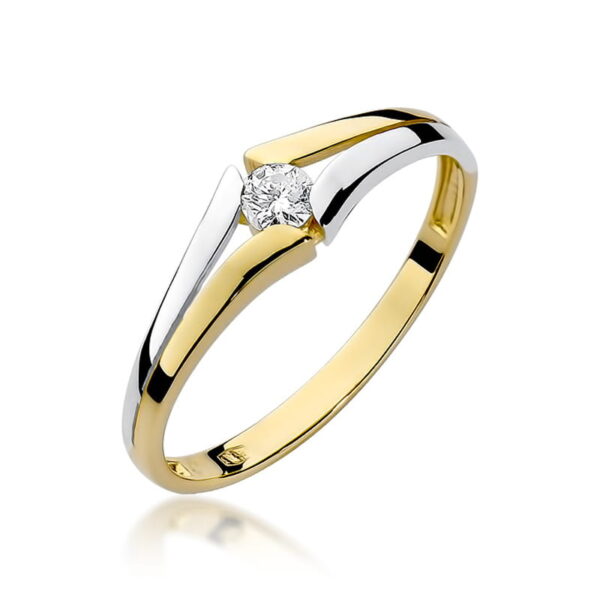 Pierścionek Diament 0,10ct żółte złoto 375