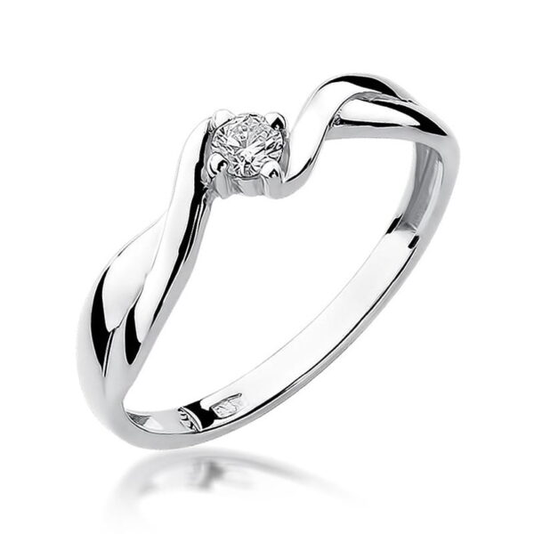 Pierścionek Diament 0,10ct białe złoto 375