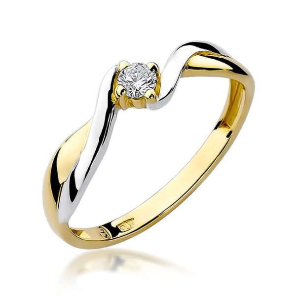 Pierścionek Diament 0,10ct żółte złoto