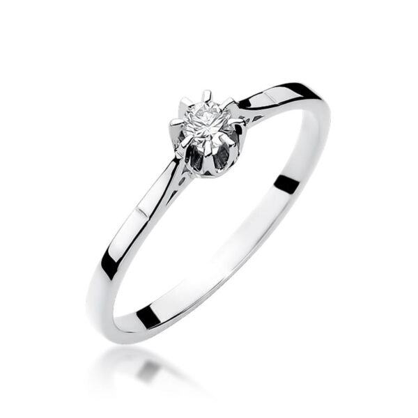 Pierścionek Diament 0,08ct Białe złoto 375