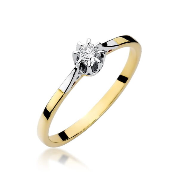 Pierścionek Diament 0,08ct żółte złoto