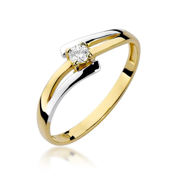 Pierścionek Diament 0,10ct żółte złoto