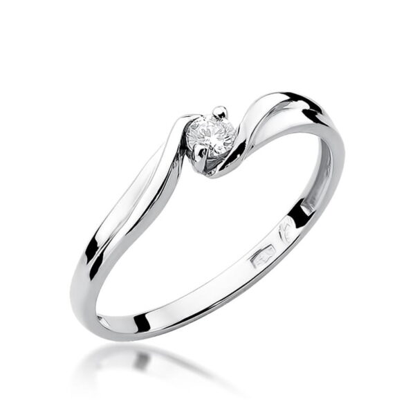 Pierścionek Diament 0,08ct Białe złoto 375