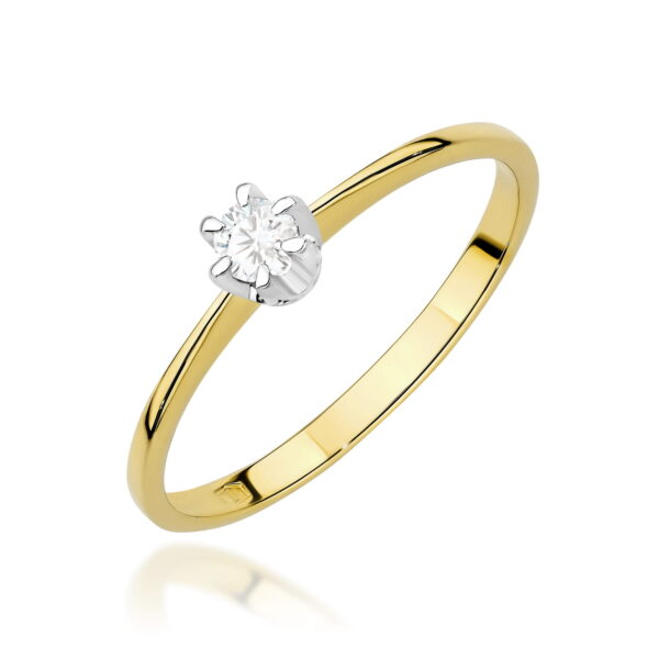 Pierścionek Diament 0,10ct żółte złoto 375