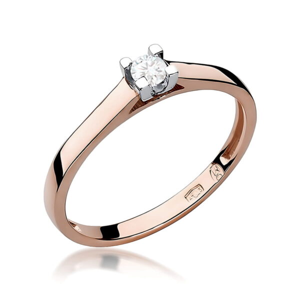 Pierścionek Diament 0,10ct różowe złoto