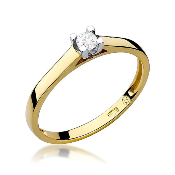 Pierścionek Diament 0,10ct Żółte złoto 375