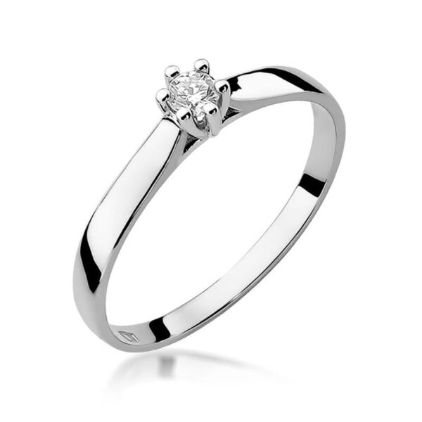 Pierścionek Diament 0,10ct Białe złoto 375