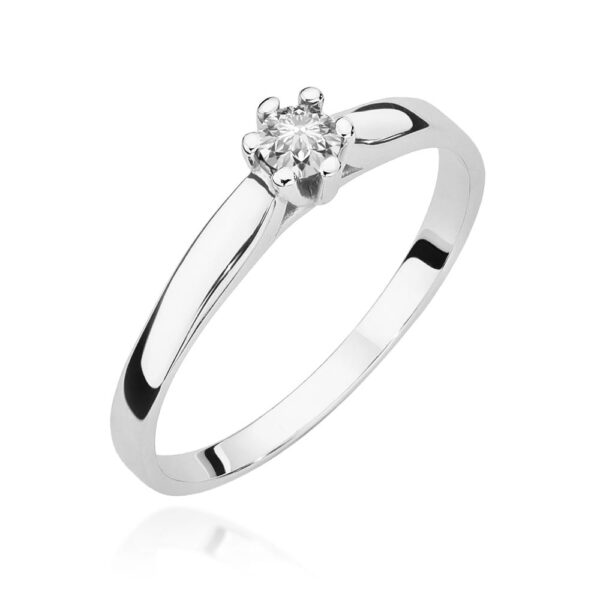 Pierścionek Diament 0,15ct białe złoto 375