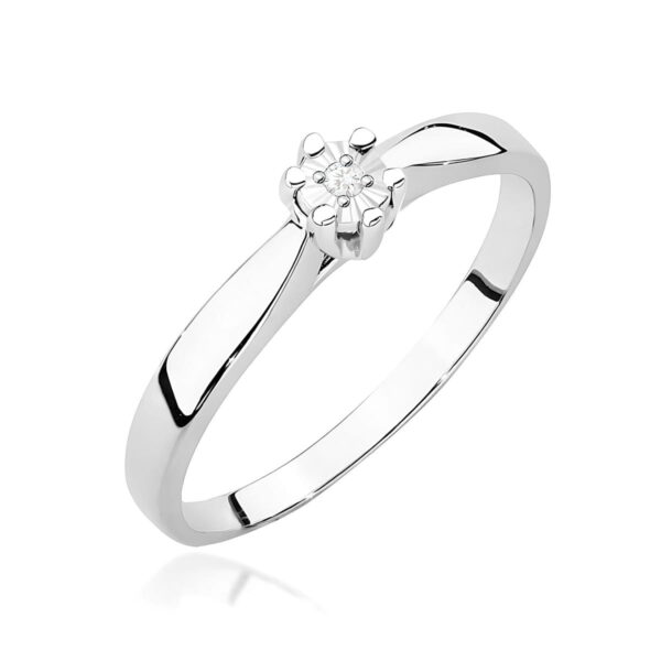 Pierścionek Diament 0,01ct białe złoto 375