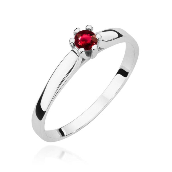 Pierścionek Rubin 0,15ct białe złoto 375