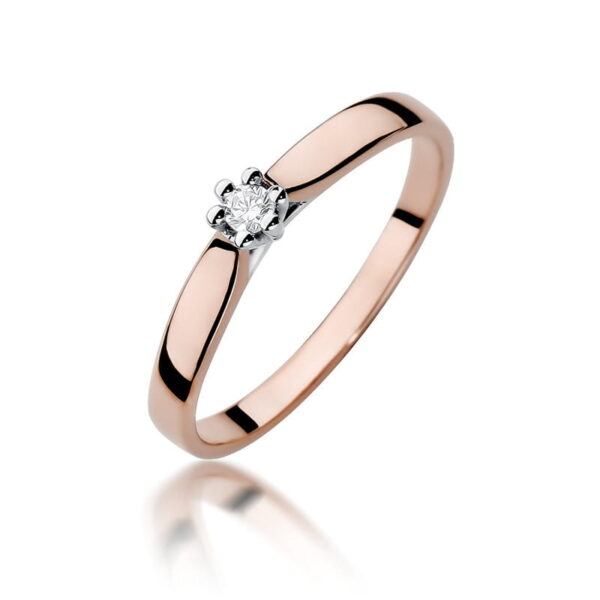 Pierścionek Diament 0,04ct różowe złoto