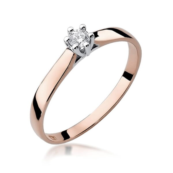 Pierścionek Diament 0,10ct różowe złoto