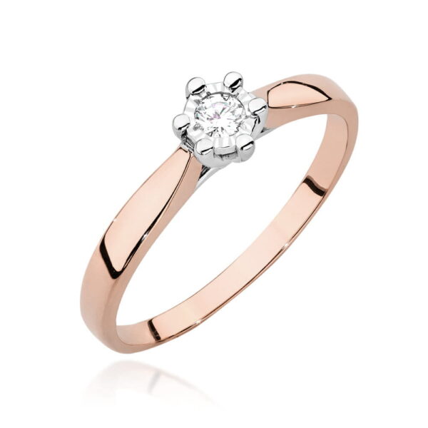 Pierścionek W0222BT Diament laboratoryjny 0,08ct różowe złoto